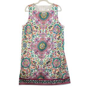 NWT 16w London Times Maggy London Multicolor Floral Mandala Tapestry Dress